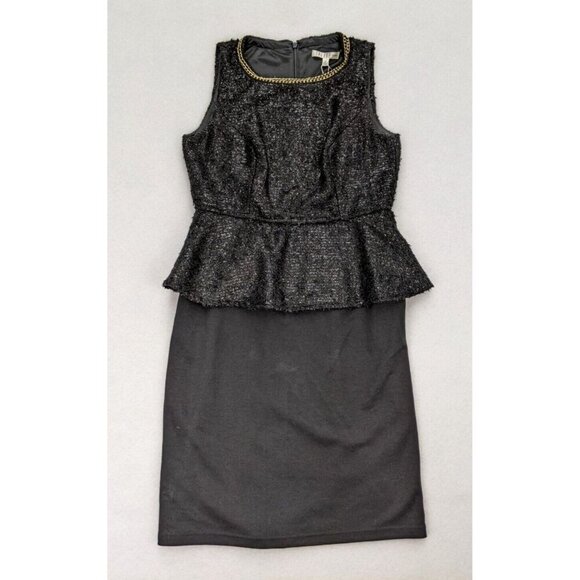 Spense Women's Dress Size 2P Black Sheath Peplum Chain Detail NEW - Picture 1 of 16